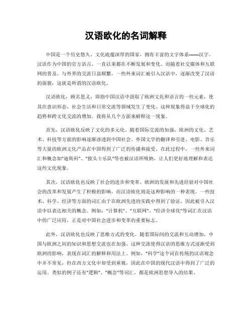 汉语欧化的名词解释
