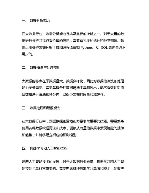 大数据行业就业需要掌握的技能