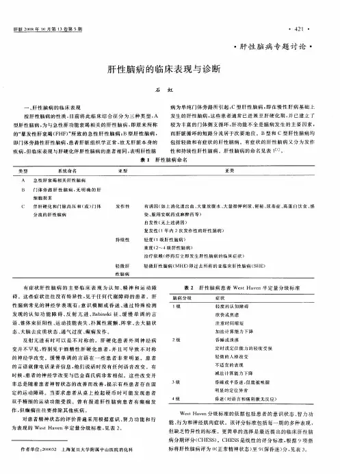 肝性脑病的临床表现与诊断