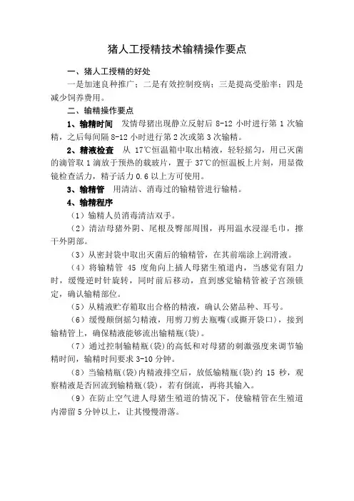 猪人工授精技术输精操作要点