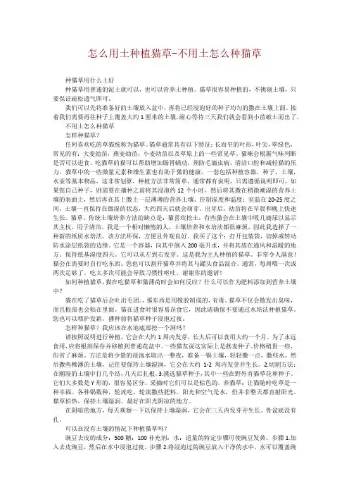 怎么用土种植猫草-不用土怎么种猫草