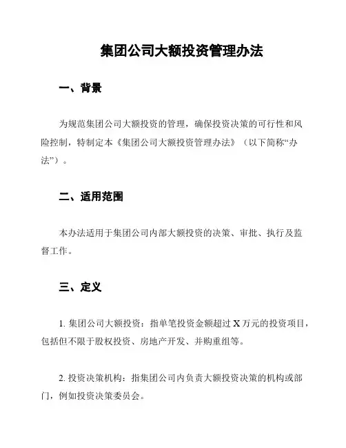 集团公司大额投资管理办法