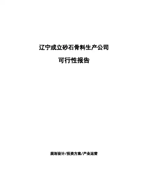 辽宁成立砂石骨料生产公司可行性报告