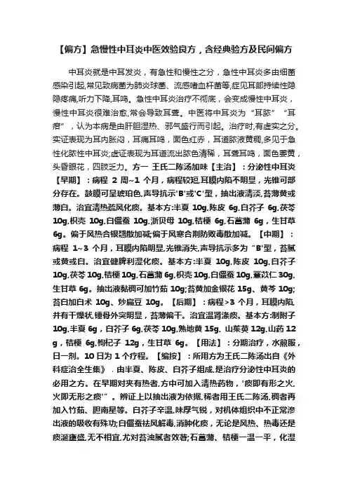 【偏方】急慢性中耳炎中医效验良方，含经典验方及民间偏方