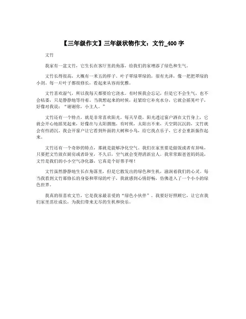 【三年级作文】三年级状物作文：文竹_400字