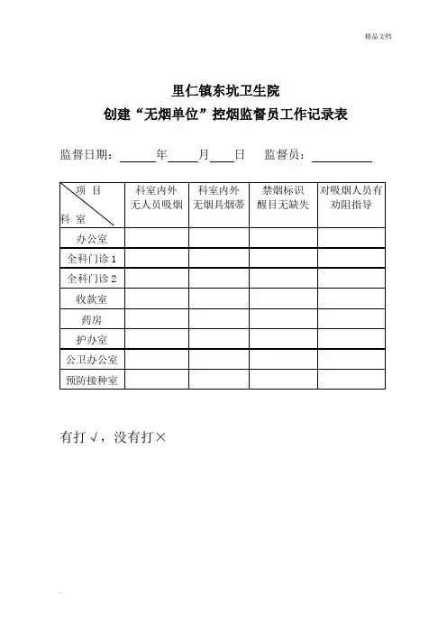 控烟监督员、巡查员工作定期监督和巡查记录表