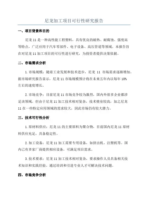 尼龙加工项目可行性研究报告