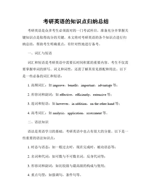 考研英语的知识点归纳总结