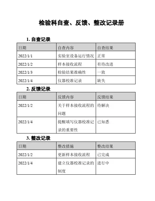 检验科自查、反馈、整改记录册