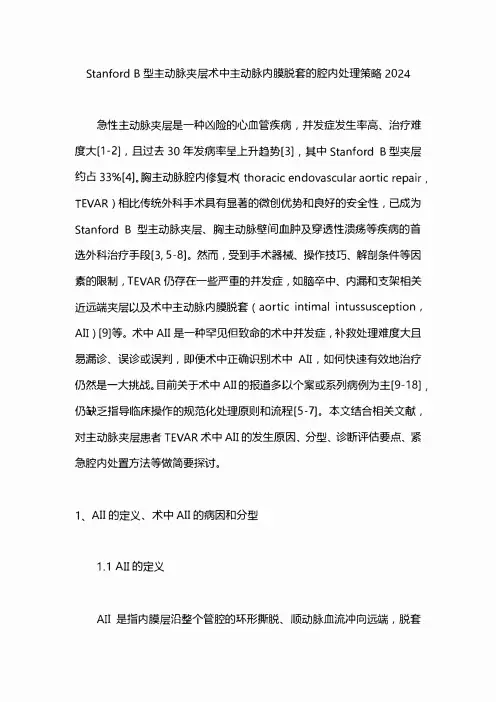Stanford B型主动脉夹层术中主动脉内膜脱套的腔内处理策略2024