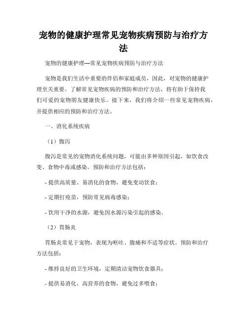 宠物的健康护理常见宠物疾病预防与治疗方法