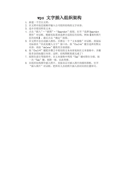 wps 文字插入组织架构
