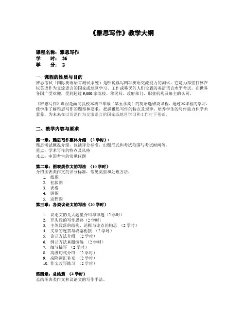 雅思写作教学大纲