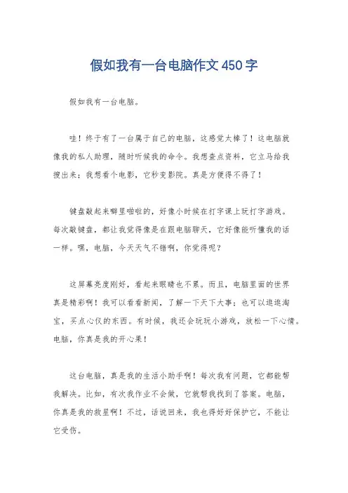 假如我有一台电脑作文450字