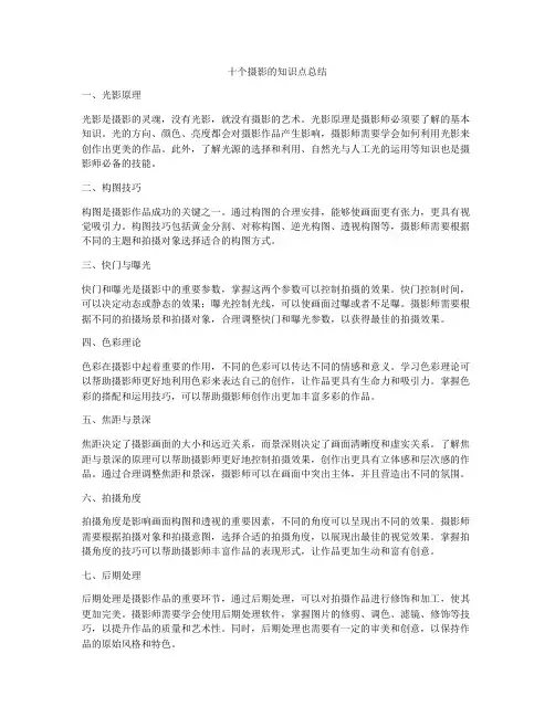 十个摄影的知识点总结