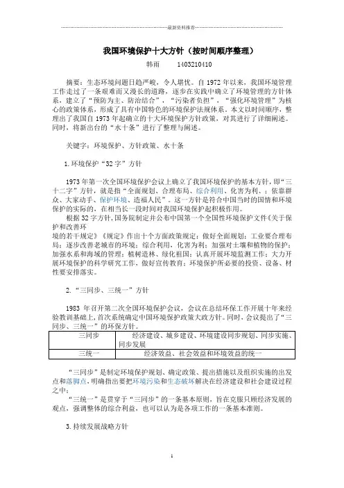 环境保护十大方针精编版