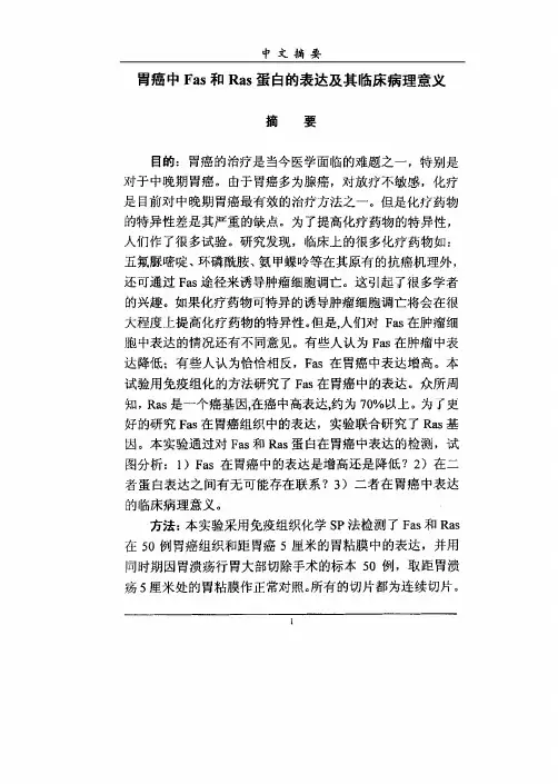 胃癌中Fas及Ras蛋白的表达及其临床病理意义
