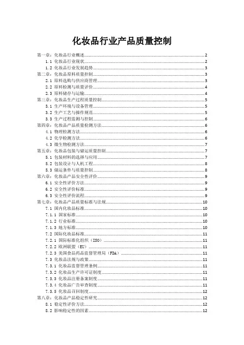 化妆品行业产品质量控制