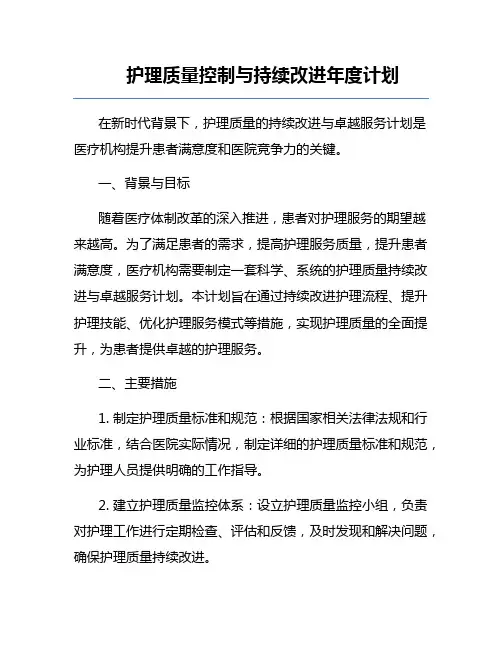 护理质量控制与持续改进年度计划
