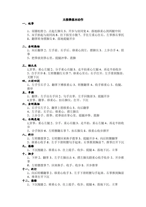 陈式太极拳老架一路招式名称和讲解