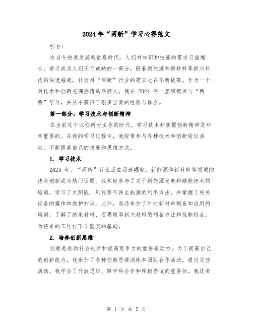 2024年“两新”学习心得范文(2篇)