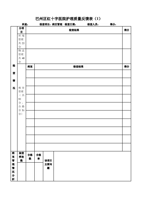 护理质量反馈表
