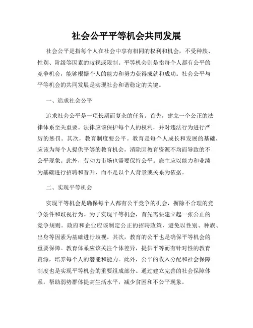 社会公平平等机会共同发展