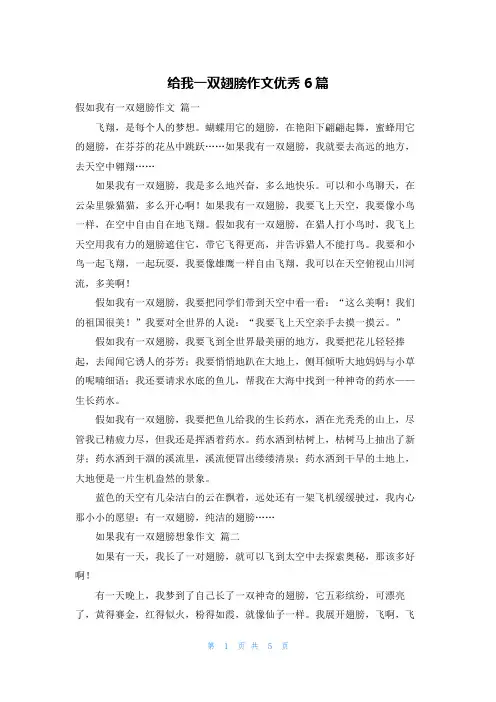 给我一双翅膀作文优秀6篇