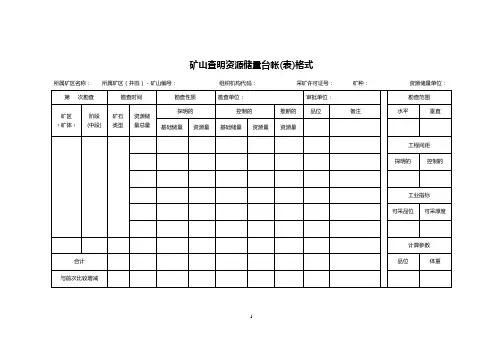 储量动态监管系列表