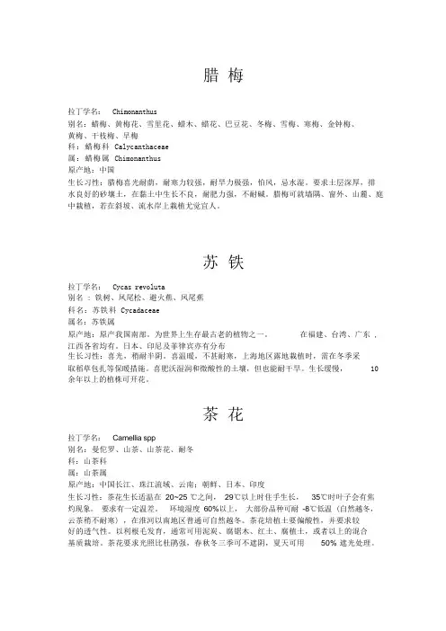 学校花卉植物名称