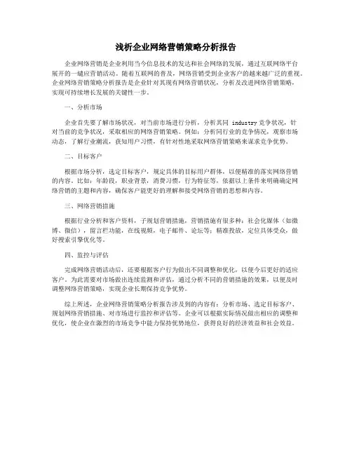 浅析企业网络营销策略分析报告