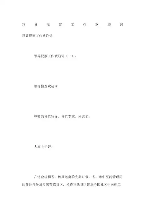 领导视察工作欢迎词
