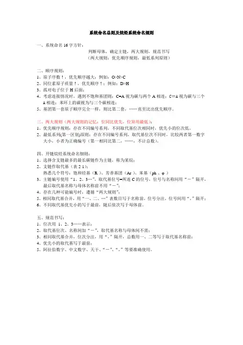 系统命名总则及烷烃系统命名规则