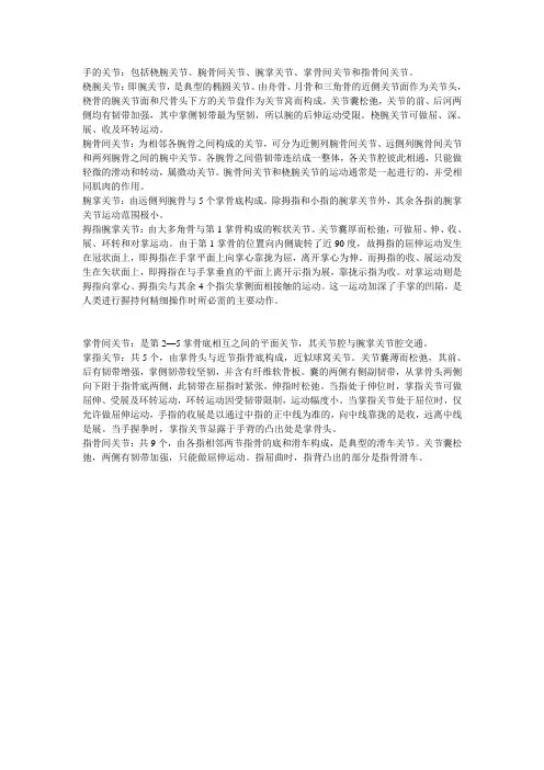 运动解剖—骨连结—手的关节