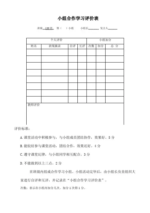 小组合作学习评价表[1]