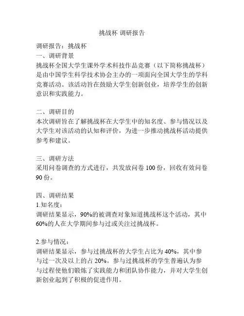 挑战杯 调研报告