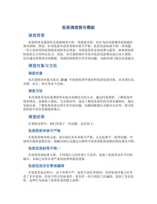 低保调查报告模板