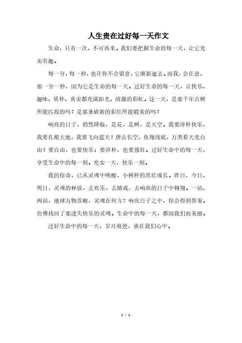 人生贵在过好每一天作文