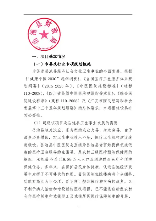 广安市岳池县_岳池县中医医院整体迁建项目（第一期）项目情况说明