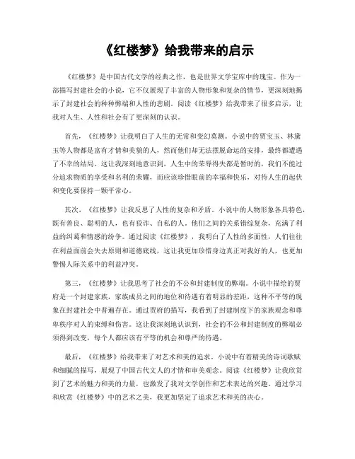 《红楼梦》给我带来的启示