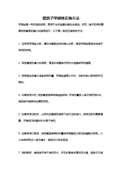 喂鸽子甲硝唑正确方法