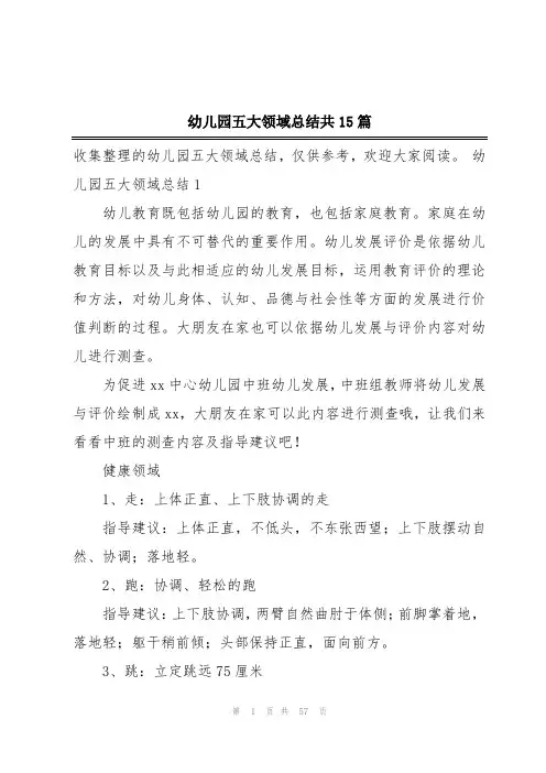 幼儿园五大领域总结共15篇