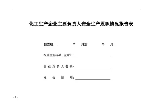 主要负责人安全生产履职情况报告表