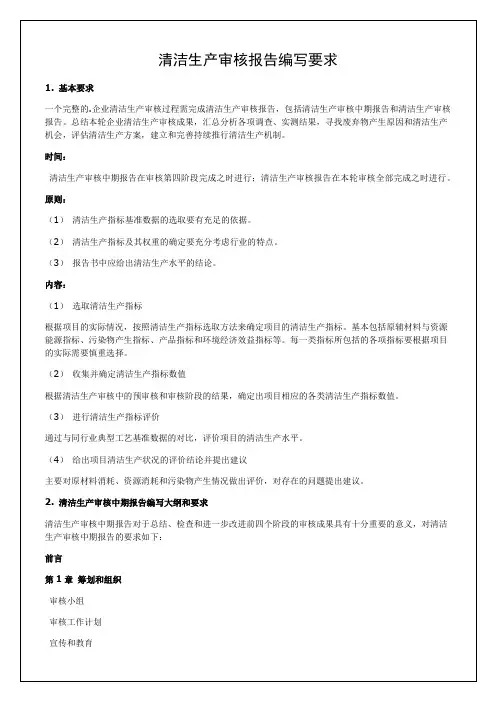 清洁生产审核报告编写要求