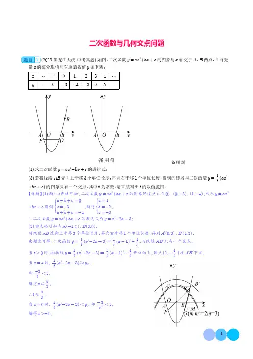 二次函数与几何交点问题(解析版)