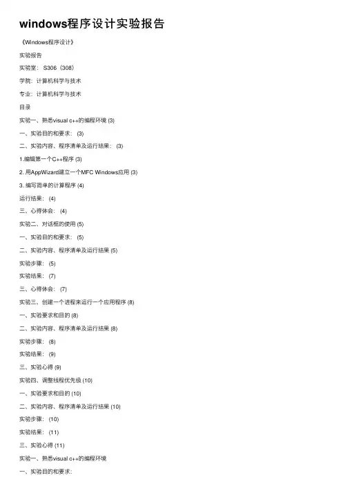 windows程序设计实验报告