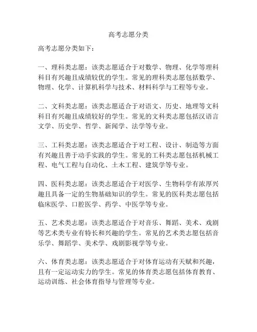 高考志愿分类