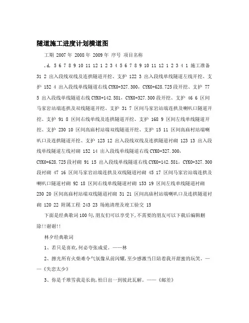 隧道施工进度计划横道图