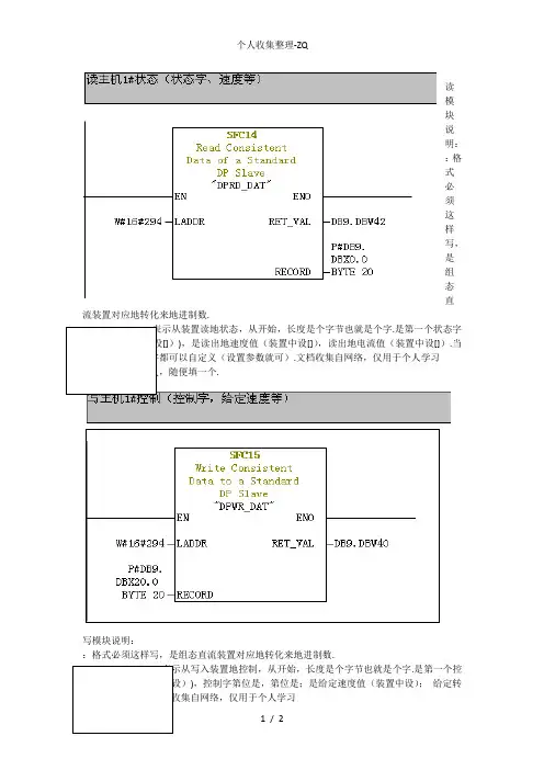自己总结：西门子功能块说明