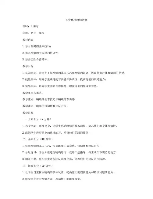 初中体考跳绳教案